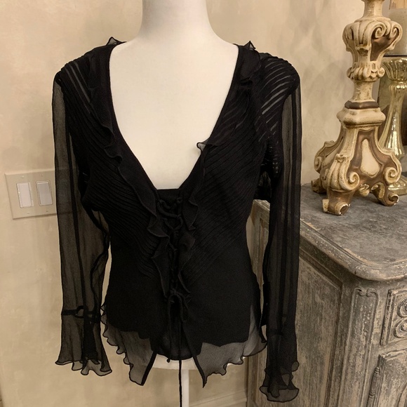BCBGMaxAzria Tops - NWT! BCBGMaxAzria Sexy Sheer Black Top with Cami